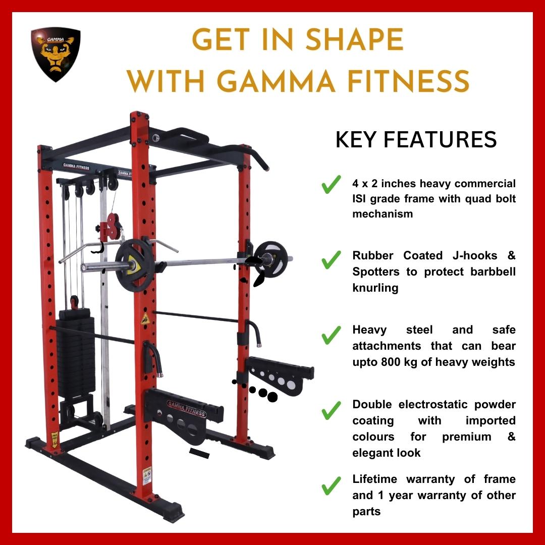 Power Squat Rack PR-22 Lx With Crossover, Lats Pull Down Commercial Made With Latest Laser Cut Technology For Commercial Gym or Home Gym Setup