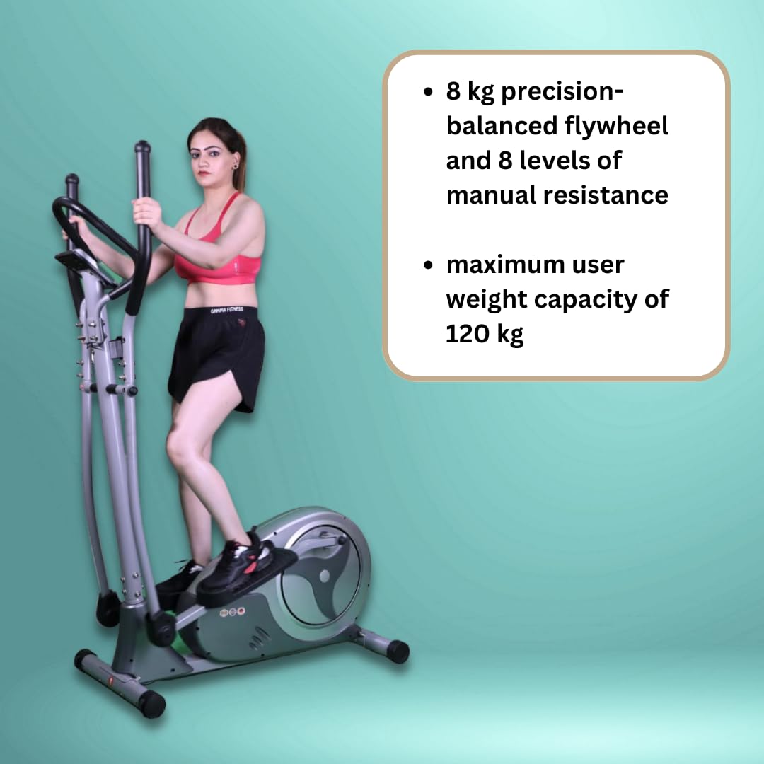Gamma Fitness Elliptical Cross Trainer GF-560 | 8 Kg Flywheel | Designed in Germany | 120 Kg User Weight Capacity | 1 Year Warranty | Imported Product