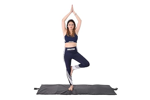 Gamma Fitness Leather Yoga Exercise Mat for Gym, Indoor & Outdoor | Foldable Yoga Mat | Traveling Mat | Yoga Mat with Carrying Strap |