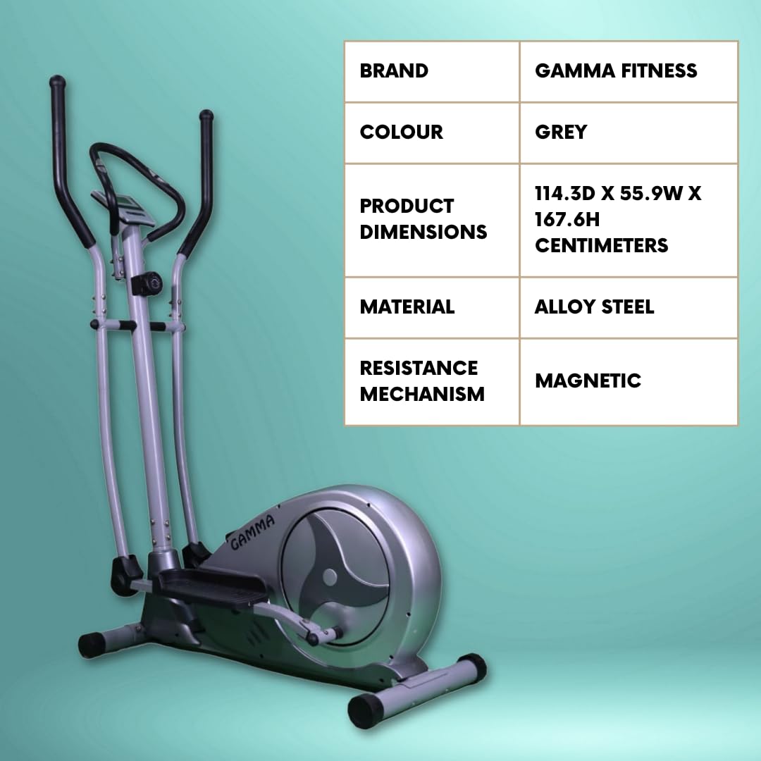 Gamma Fitness Elliptical Cross Trainer GF-560 | 8 Kg Flywheel | Designed in Germany | 120 Kg User Weight Capacity | 1 Year Warranty | Imported Product
