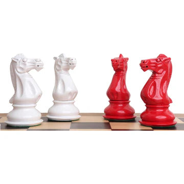 6.3" Jumbo Pro Staunton Luxury Chess Set - Chess Pieces Only - Red & White Lacquered