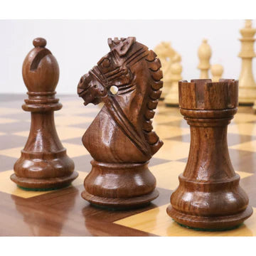 3.9" Bridle Staunton Luxury Chess Set - Chess Pieces Only - Bud Rosewood & Boxwood