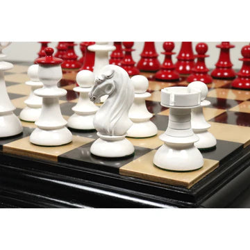 Austrian Coffee House Chess Set - Chess Pieces Only - Lacquered Red and white- 4.1" King