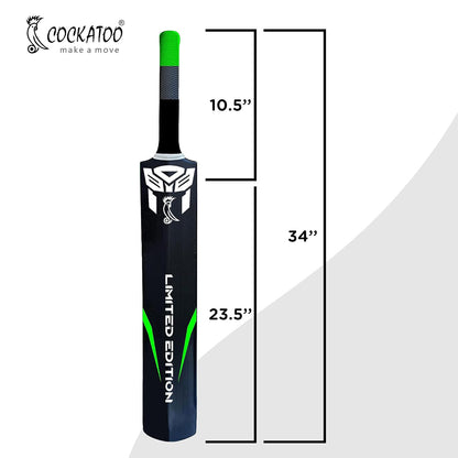 Gamma industries Bat l Power Series l Academy Size (34" X 4.5") l Classic Black l Precision Striking l Heavy Duty Plastic Cricket Bat l for Ages 15 and Above l Men, Women & Children (34, 4.5)