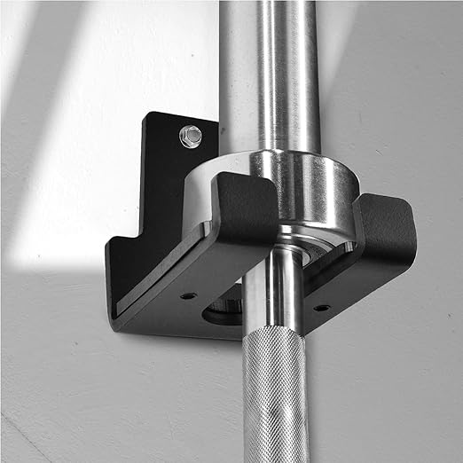 Gamma Fitness Vertical Wall Mounted Olympic Barbell Holder, Barbell Storage Rack, Hanging Barbell Rack for Home Fitness Equipment WMB-01
