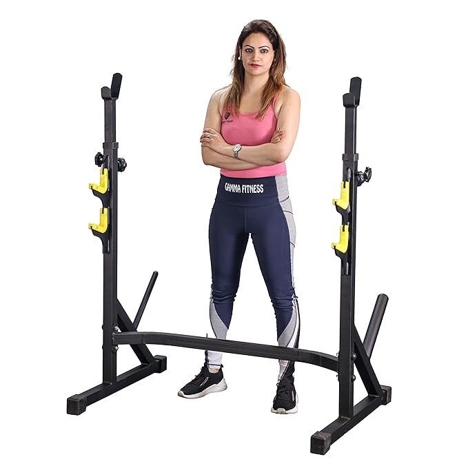 Gamma Fitness Multi-Functional Fully Adjustable Squat Stand, Bench Press Rack, Bicep Stand for Home Gyms, Barbell Stand for Squat Exercise for Home and Gym Use