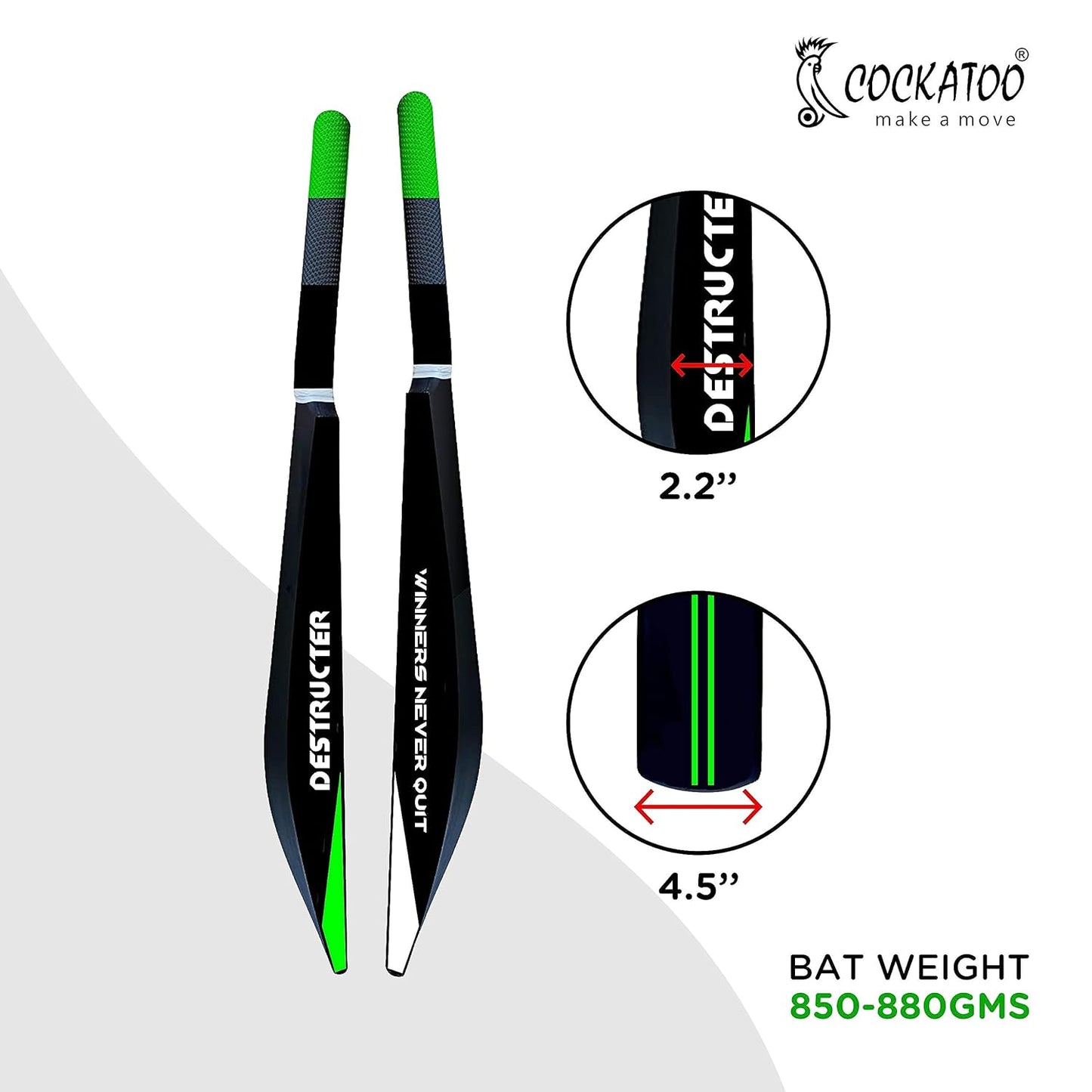 Gamma industries Bat l Power Series l Academy Size (34" X 4.5") l Classic Black l Precision Striking l Heavy Duty Plastic Cricket Bat l for Ages 15 and Above l Men, Women & Children (34, 4.5)