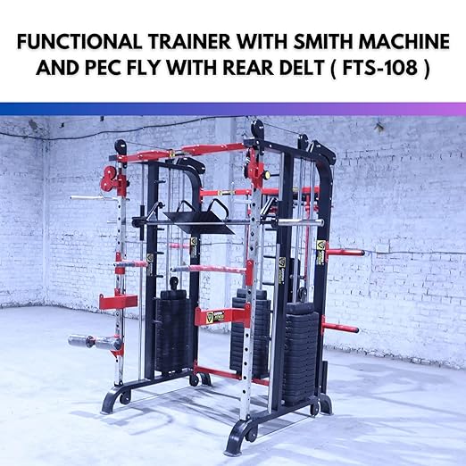 GAMMA FITNESS Steel Multi Home Gym FTS-108 - Functional Trainer with Adjutable Exercise Gym Bench MB-900| for Commercial Gym or Home Gym