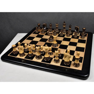 3.9" Russian Zagreb 59' Series Chess Set - Chess Pieces Only - Weighted Ebonised wood