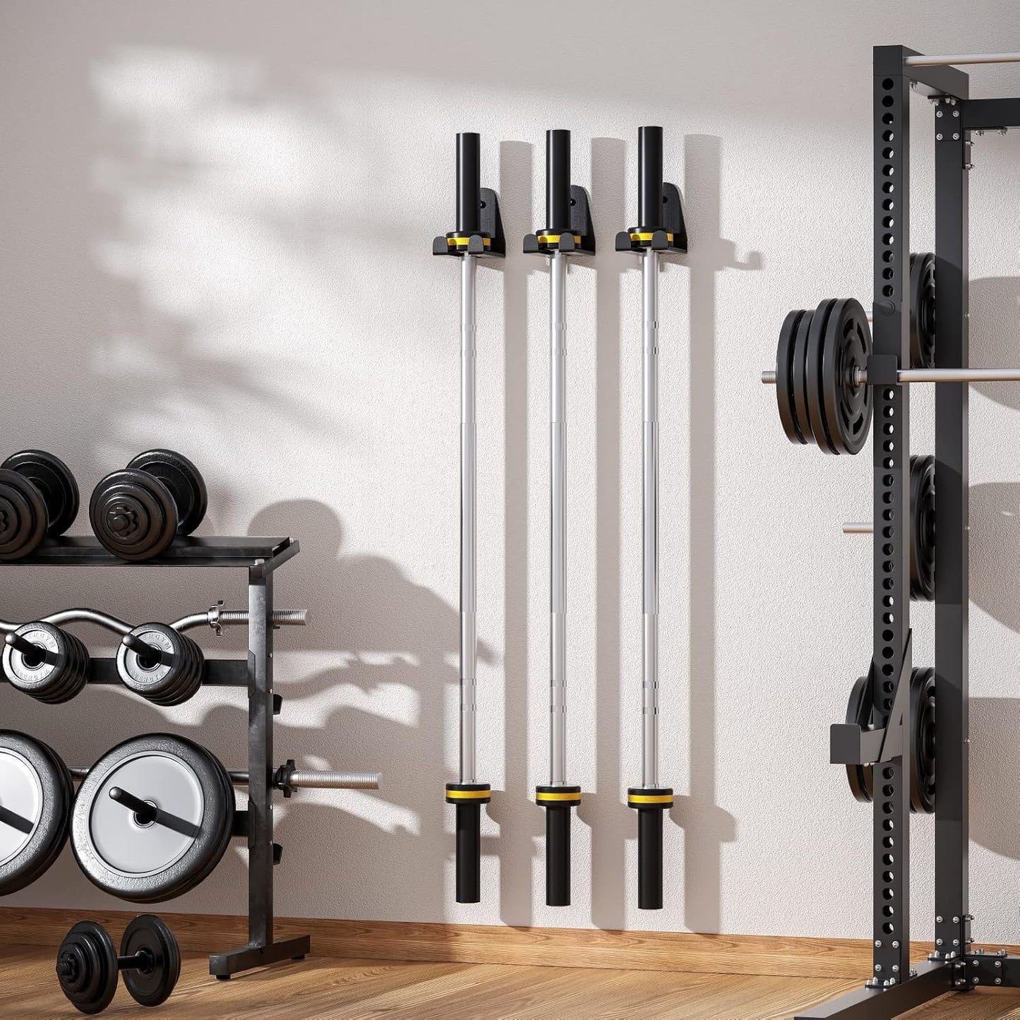 Wall Mount Barbell Holder – Heavy Duty, Space-Saving Bar Storage Rack