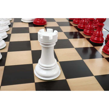 6.3" Jumbo Pro Staunton Luxury Chess Set - Chess Pieces Only - Red & White Lacquered