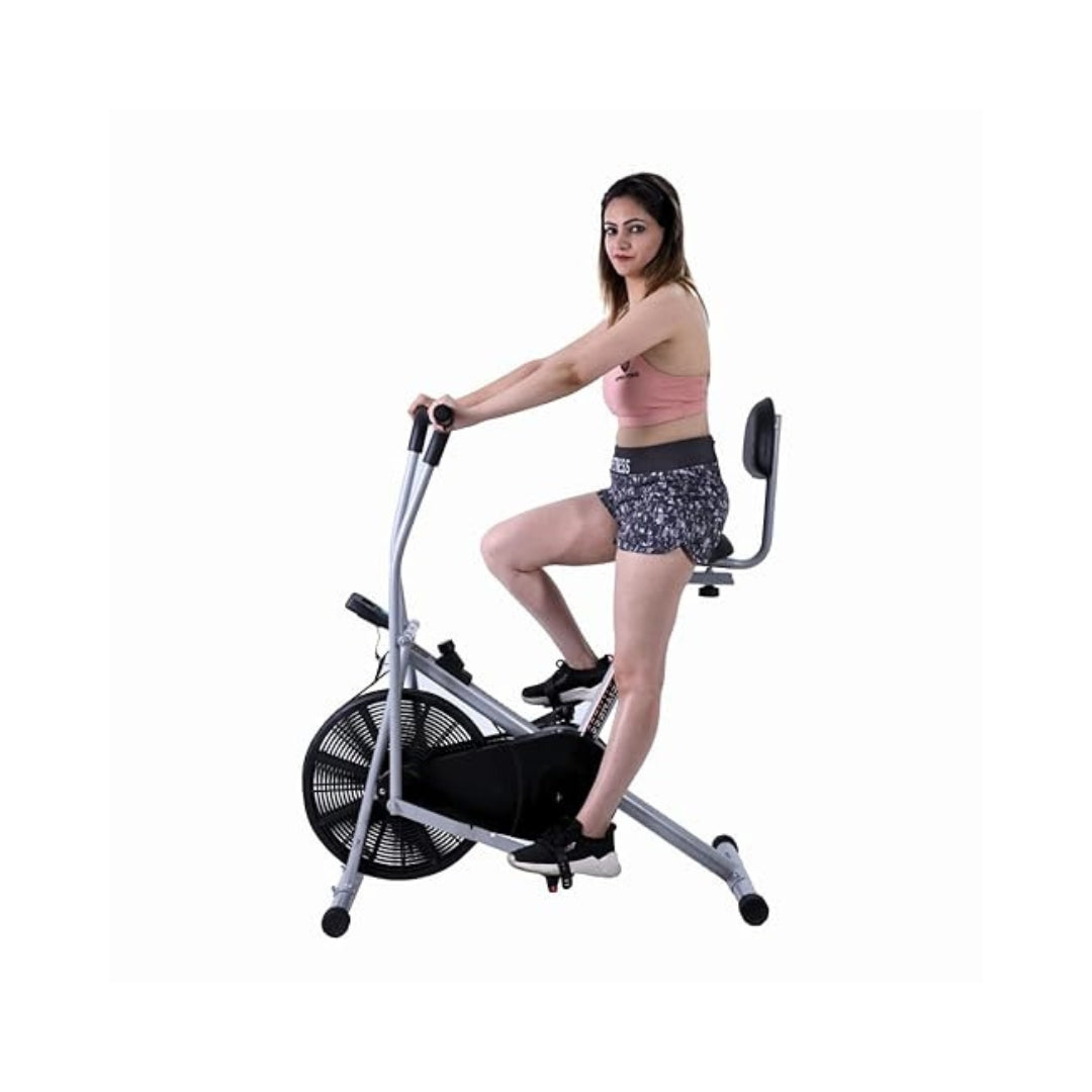 Gamma Fitness AB-09 | Air Bike With Back Support | Exercise Machine for Home Gym | Comfortable Seat and Adjustable Resistance|