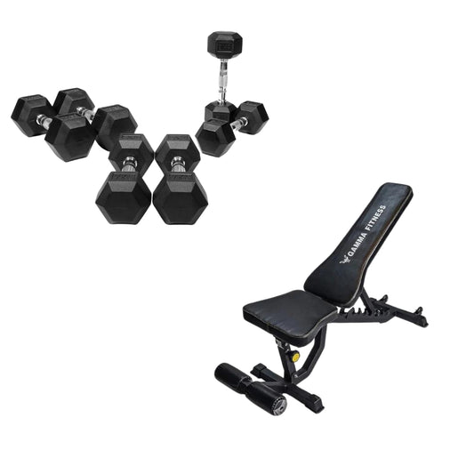 Adjustable Bench AB-201 with Hex Dumbbells