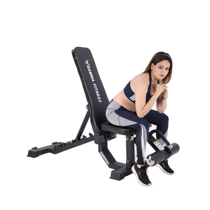 Gamma Fitness Heavy Duty Multi Adjustable Gym Bench Commercial | Ergonomically Designed With Shafting Mechanism | MB-500