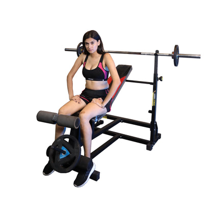 Multi Adjustable Bench for Home Gym - Incline/Flat/Decline Bench Press with Legs Curl and Extension MB-127