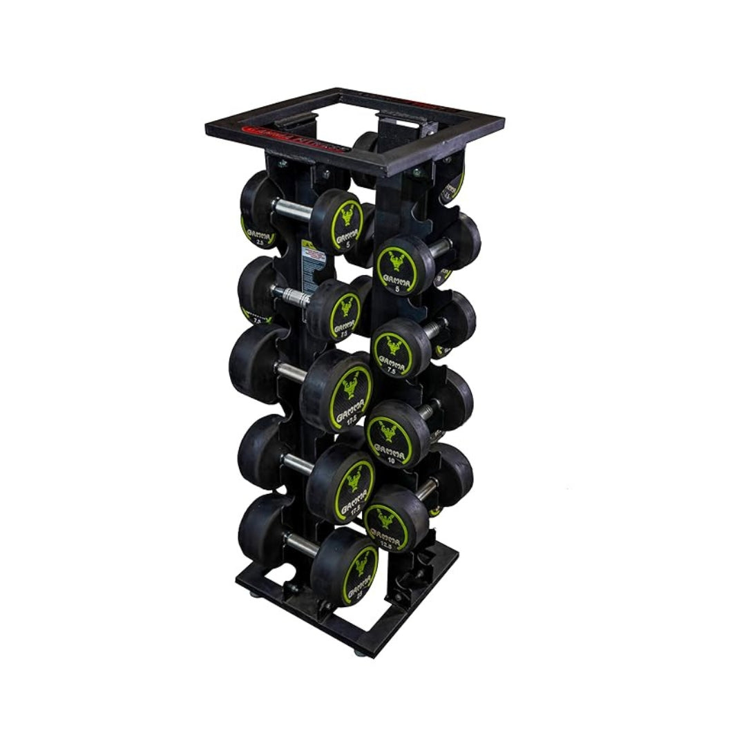 Gamma Fitness 4 Side Vertical Dumbbell Rack With Storage Capacity Upto 40 Dumbbells | Dumbbell Rack For Commercial Gym or Home Gym DR-440