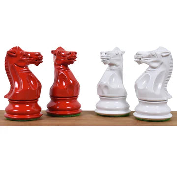 4.1" Pro Staunton Weighted Red & Black Painted Wooden Chess Set - Chess Pieces Only