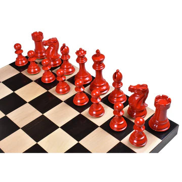 4.1" Pro Staunton Weighted Red & Black Painted Wooden Chess Set - Chess Pieces Only