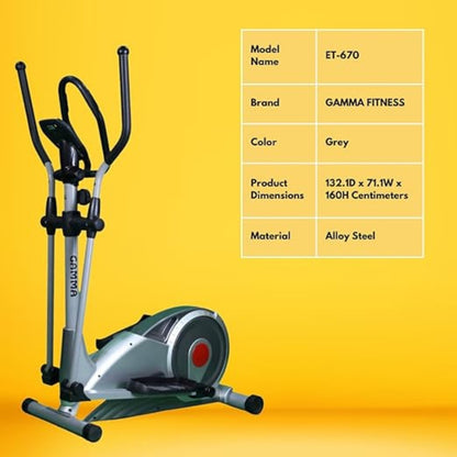 Gamma Fitness Ellptical Trainer ET- 670 | for Home Gym | 8 Levels Magnetic Resistance | Elliptical Cross Trainer with LCD Display |