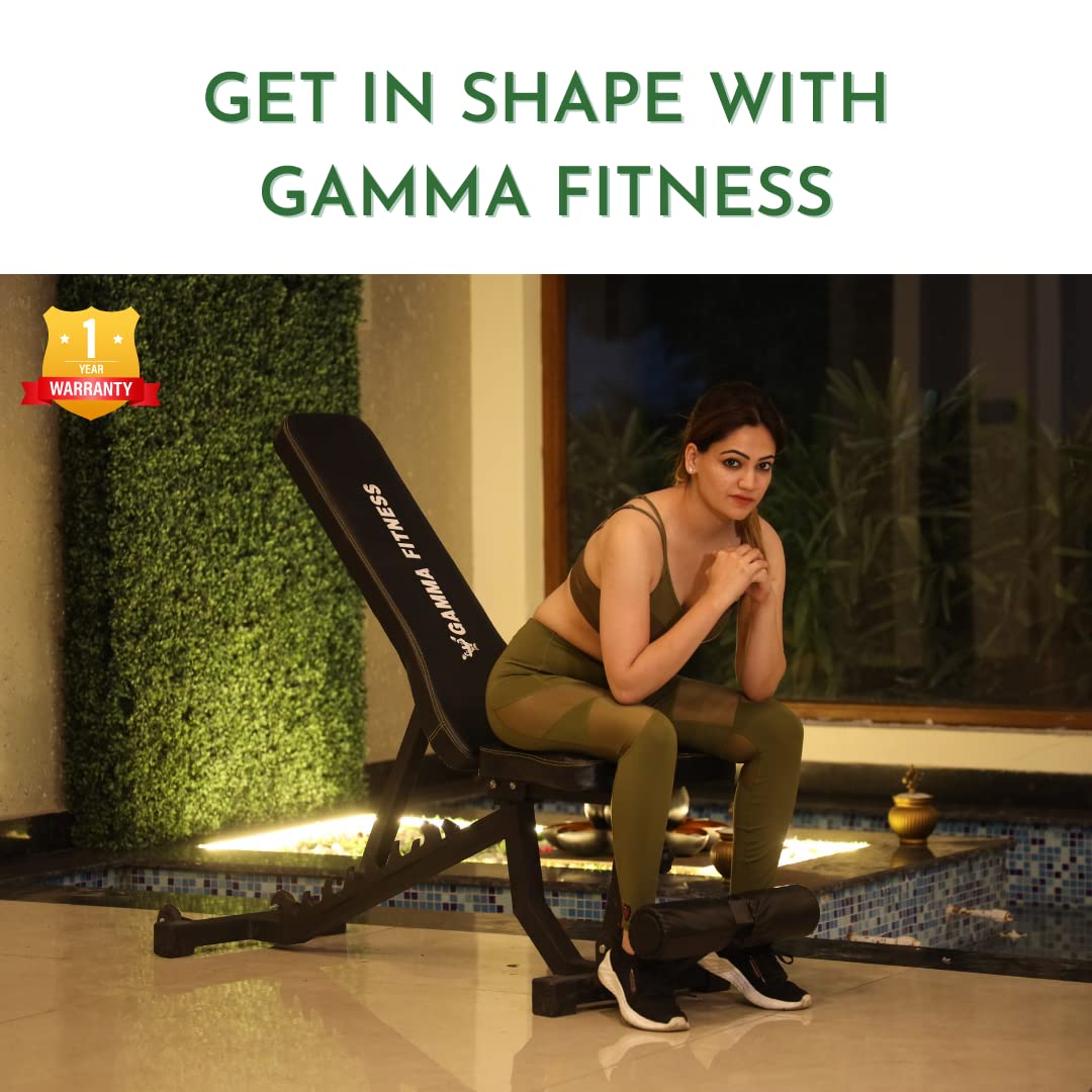 Gamma Fitness Exercise Bench For Semi Commercial or Home Gym Workout With Laser Cut Adjustments AB-201