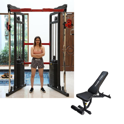 Functional Trainer Machine FT-10 With Weight Stack And Adjustable Bench ( Variations )