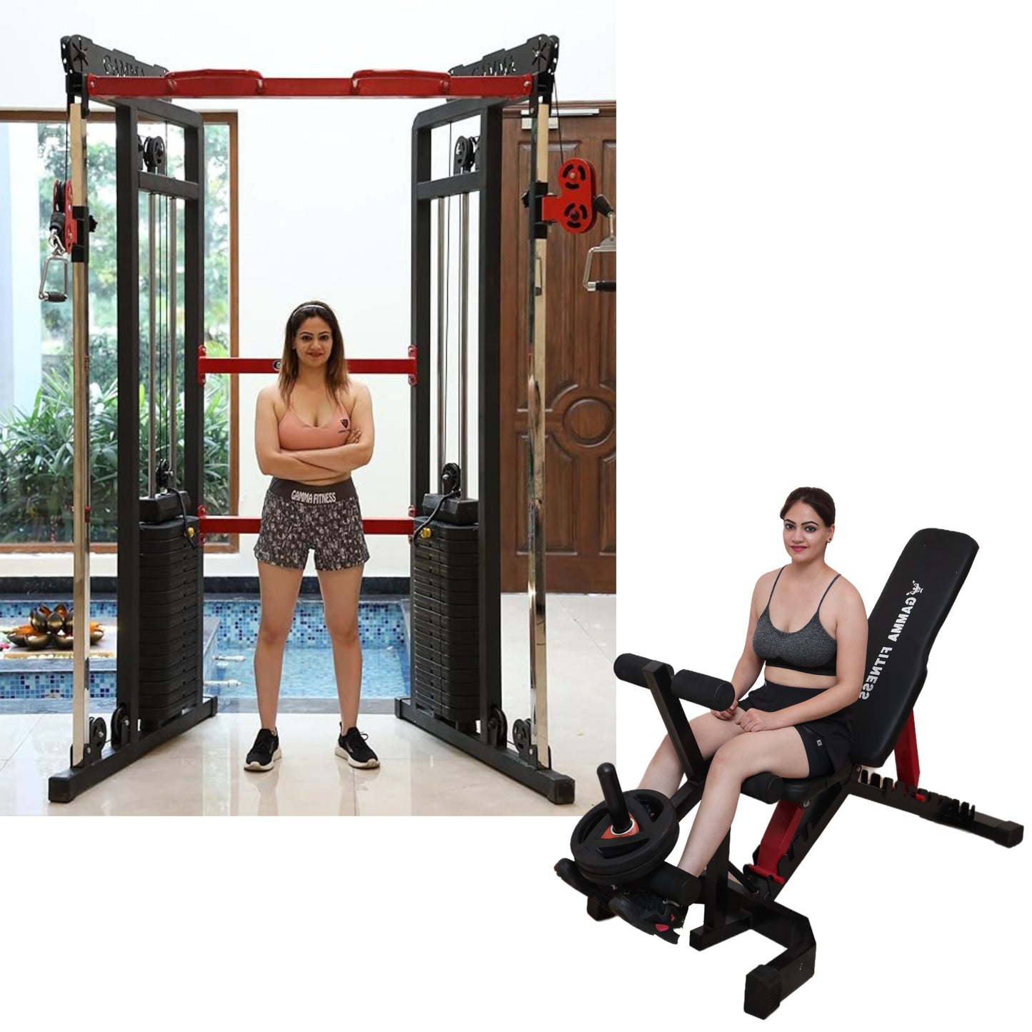 Functional Trainer Machine FT-10 With Weight Stack And Adjustable Bench ( Variations )