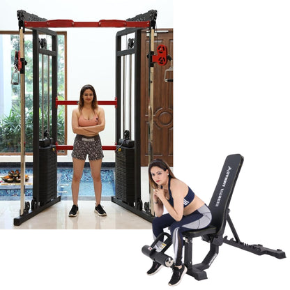 Functional Trainer Machine FT-10 With Weight Stack And Adjustable Bench ( Variations )