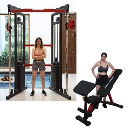 Functional Trainer Machine FT-10 With Weight Stack And Adjustable Bench ( Variations )