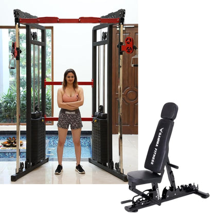 Functional Trainer Machine FT-10 With Weight Stack And Adjustable Bench ( Variations )