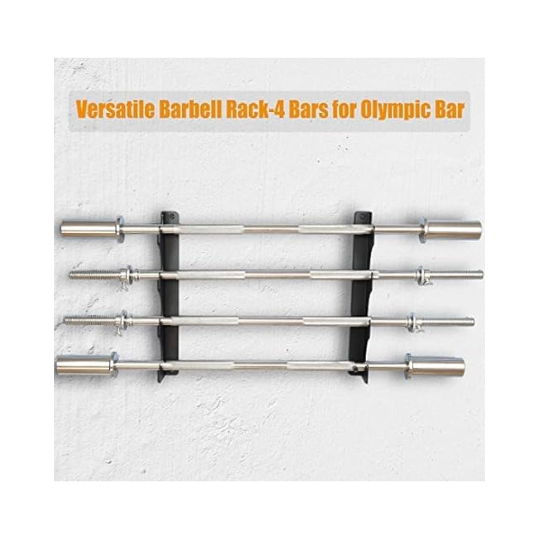 Gamma Fitness Horizontal Wall Mounted Olympic Barbell Rack 4 Bars Olympic Barbell Storage Rack Weight Bar Holder WM-BR-402