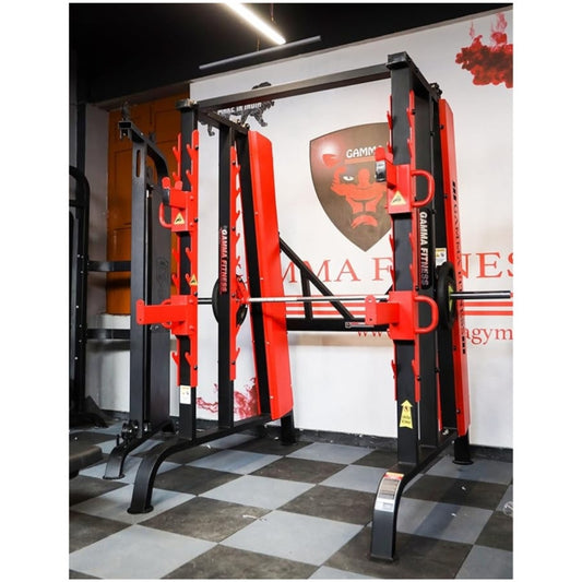 Gamma Fitness Commercial Smith Machine with Rack | Linear Bearing Mechanism & Counter-Balance GF-982 Delta Series for Commercial Gyms