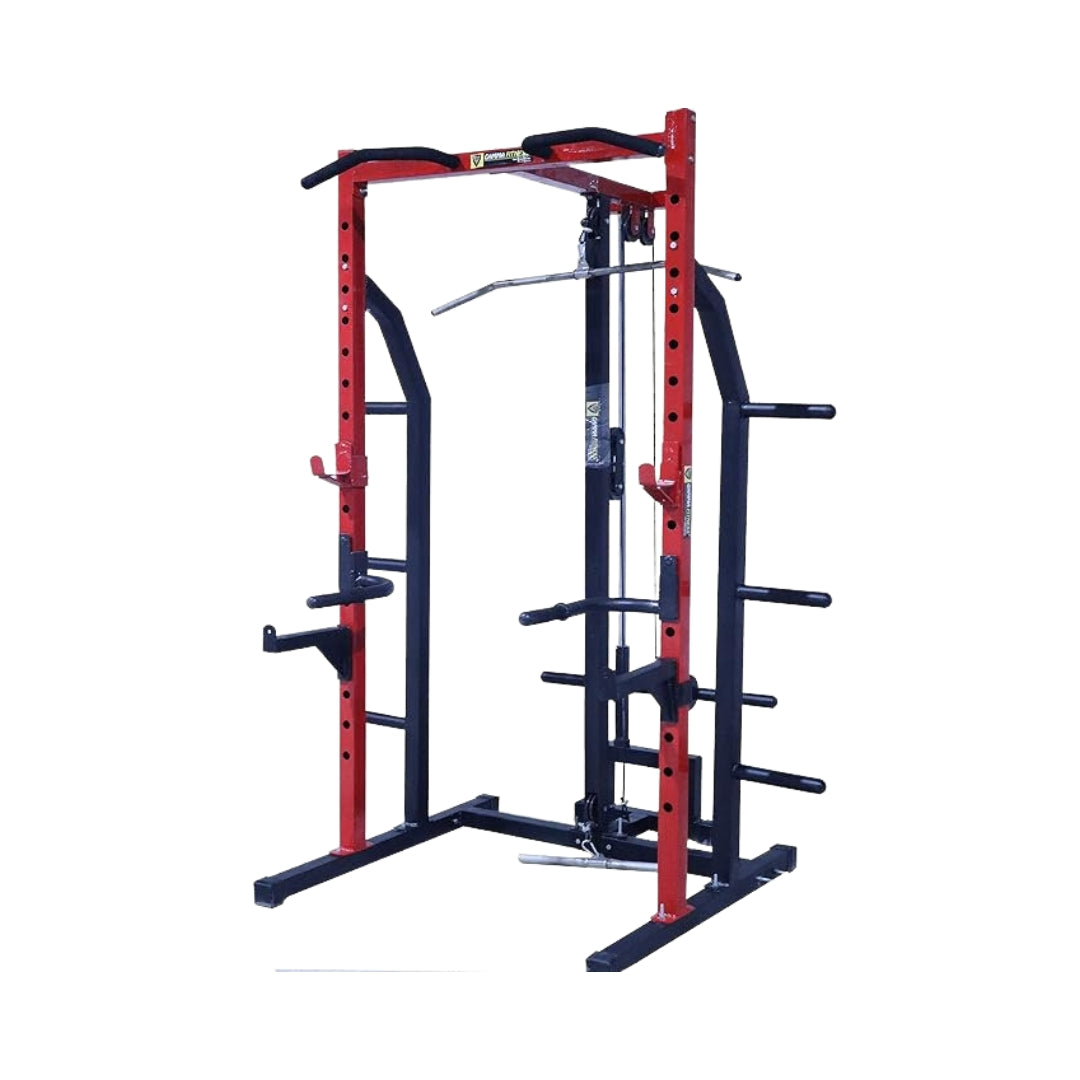 Gamma Fitness Half Power Squat Rack PR-91 with LATS Pull Down and Rowing Facility