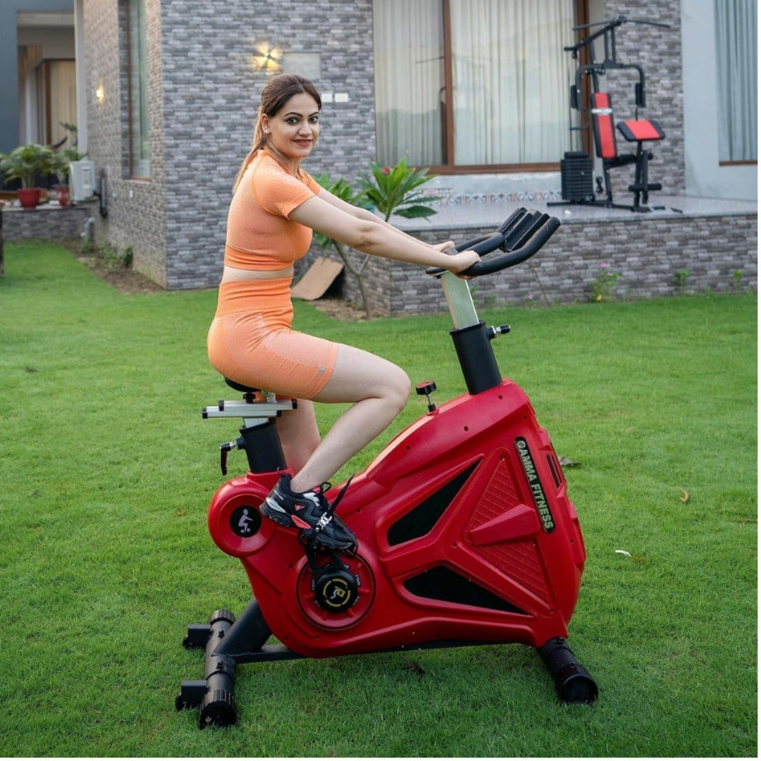 Gamma Fitness Commercial Heavy Duty Spin Bike SB-624: 28kg Flywheel, 150kg Max Weight - Ideal for Gym and Home Workouts