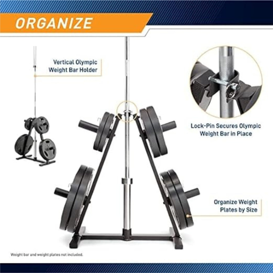 Gamma Fitness Home Gym A-frame Organizer for 2-Inch Olympic Weight Plates and Bar, 300 lbs Capacity WR-301