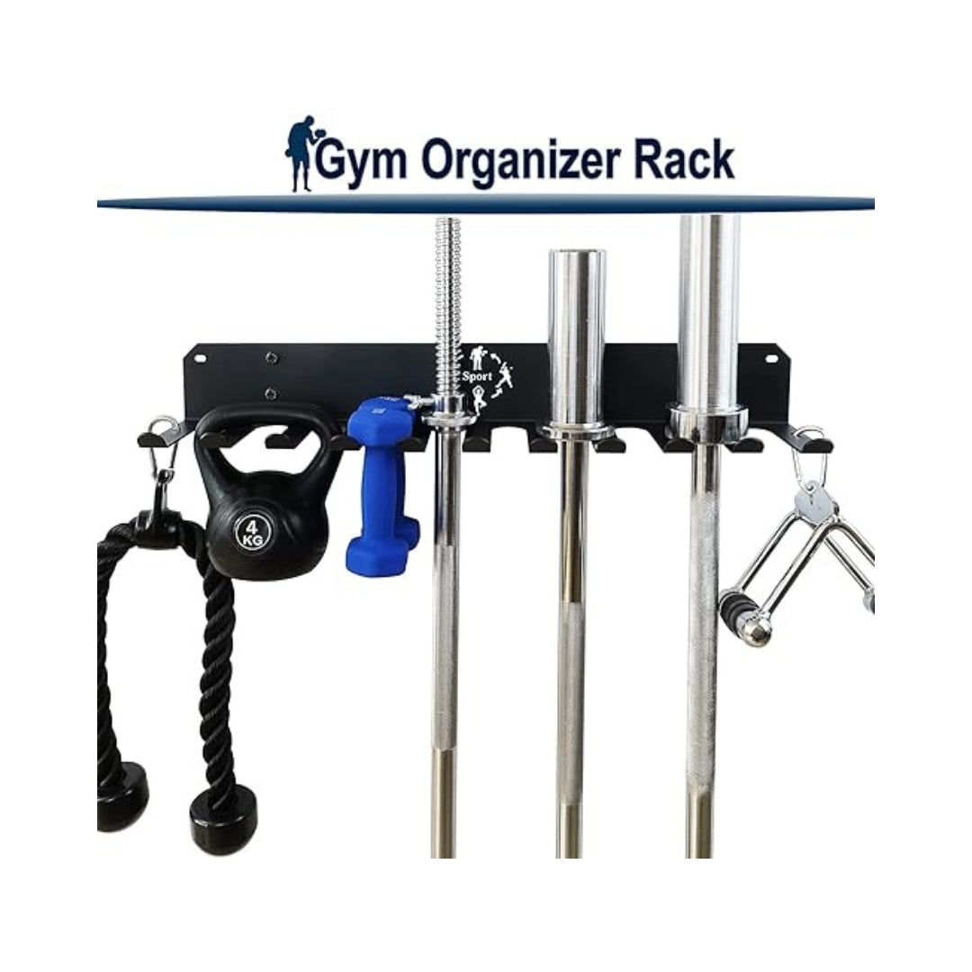Gamma Fitness Gym Storage Rack, Home Gym Organizer Resistance Band Storage Rack Gym Wall Rack Hanger for Gym Accessories Olympic Barbells, Workout Bands, Yoga Foam Roller or Tools (24" Inch)