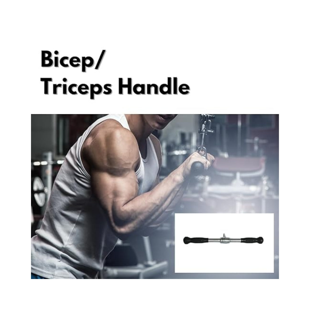 Gamma Fitness Bicep/Tricep Handle, LAT Pull Down Handle, and Tricep Rope Combo Pack| Upper Body Workout| Machine Attachment for Commercial Gym or Home Gym