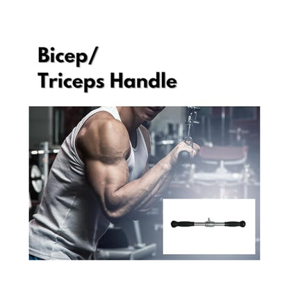 Gamma Fitness Bicep/Tricep Handle, LAT Pull Down Handle, and Tricep Rope Combo Pack| Upper Body Workout| Machine Attachment for Commercial Gym or Home Gym