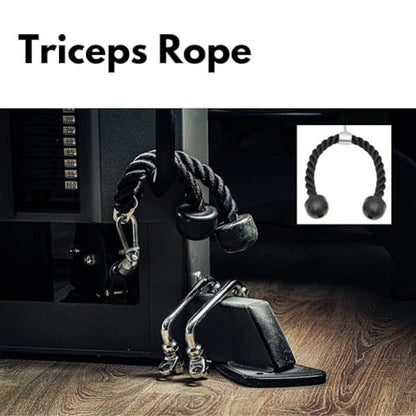 Gamma Fitness Bicep/Tricep Handle, LAT Pull Down Handle, and Tricep Rope Combo Pack| Upper Body Workout| Machine Attachment for Commercial Gym or Home Gym