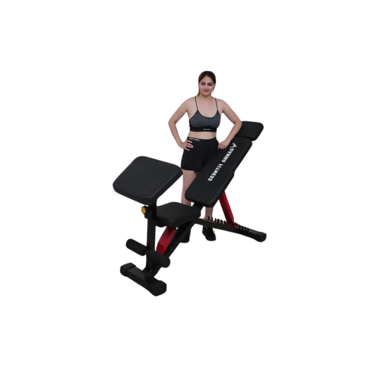 Gamma Fitness Multi Adjustable Bench With Preacher Curl MB-600 With Laser Cutting Pannels | Max User Weight 500 Kgs For Commercial Gym or Home Gym