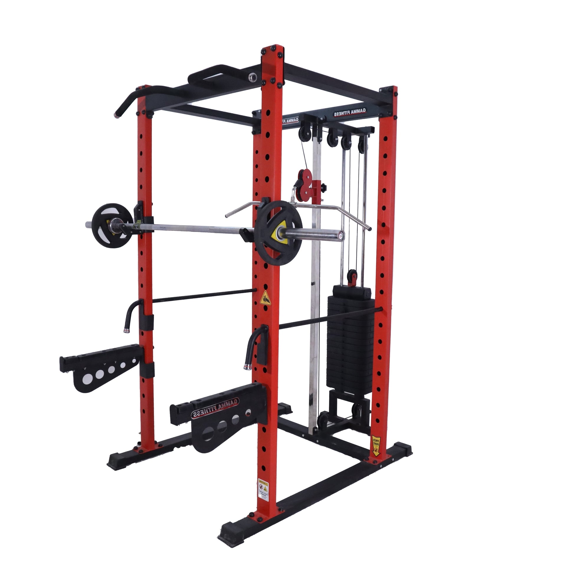 GAMMA FITNESS Power Squat Rack with Cable Crossover, Lats Pull Down and Rowing PR-22 in 4 x 2 inches Commercial Frame with Weight Stack