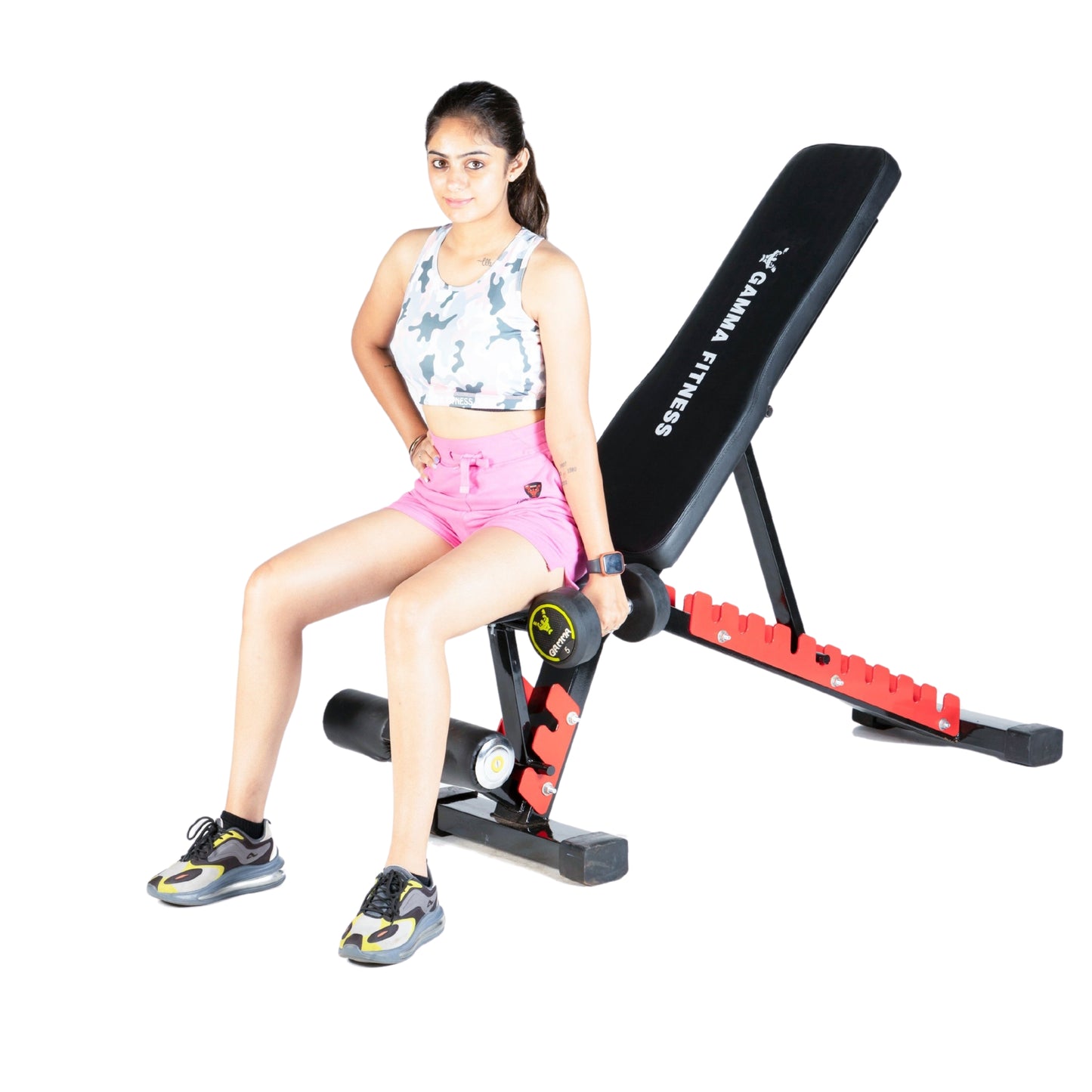 Power Squat Rack PR-40 FS Combo With Olympic 7 Feet Barbell, Adjustable Bench MB-300 & Rubber Coated Weight Plates