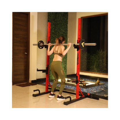 Gamma Fitness Adjustable Power Squat Rack PR-77 | With Adjusting Width Feature & Compatible Size | For Commercial or Home Gym Purpose