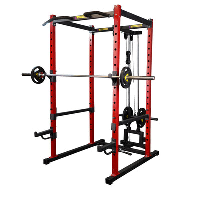 Power Squat Rack PR-40 Combo With Olympic 7 Feet Barbell, Adjustable Bench MB-600 & Rubber Coated Weight Plates