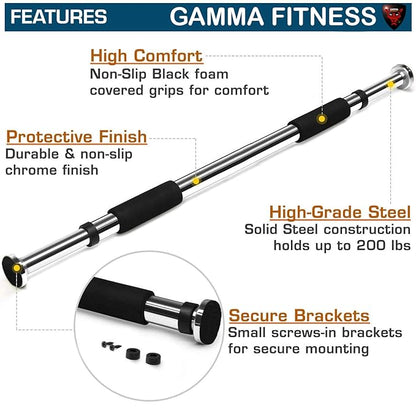 Gamma Fitness Imported Pull Up Bar For Home Gym Purpose With German Technology | Door Pull Up Bar | Chin Up Bar DB-09