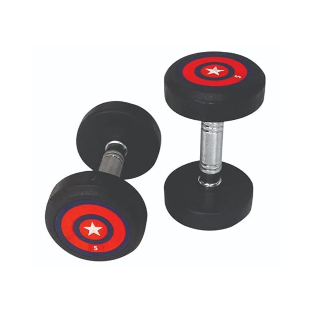 GAMMA FITNESS BOUNCER DUMBBELLS - PREMIUM RUBBER COATED COMERCIAL GRADE DUMBBELL FOR GYM OR HOME GYM USE BD-786 (5 KG X 2 PC)