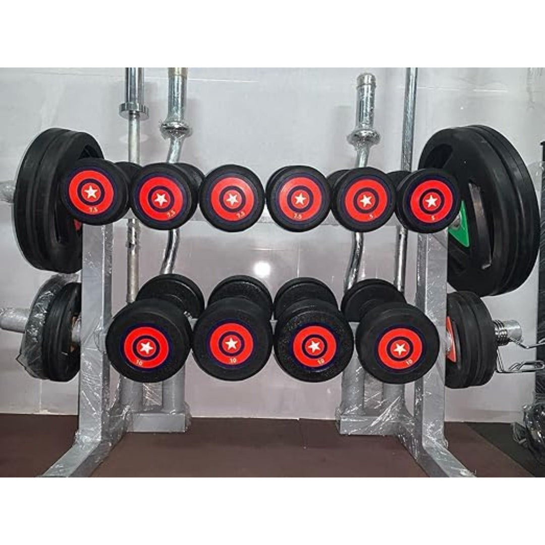 GAMMA FITNESS BOUNCER DUMBBELLS - PREMIUM RUBBER COATED COMERCIAL GRADE DUMBBELL FOR GYM OR HOME GYM USE BD-786 (5 KG X 2 PC)