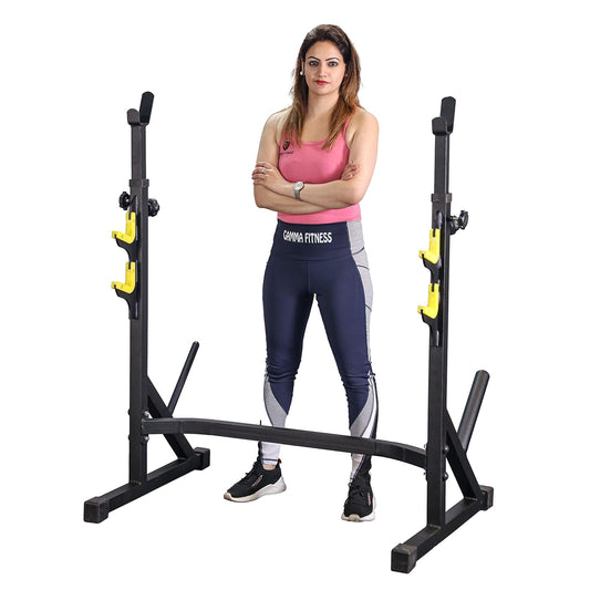 Squat Stand SS-901 For Multipurpose Home Gym Setup | For Professional Home Gym Workout | Commercial Grade | Multi-Functional Fully Adjustable Squat Stand, Bench Press Rack, Bicep Stand for Home Gyms, Barbell Stand for Squat Exercise for Home and Gym Use