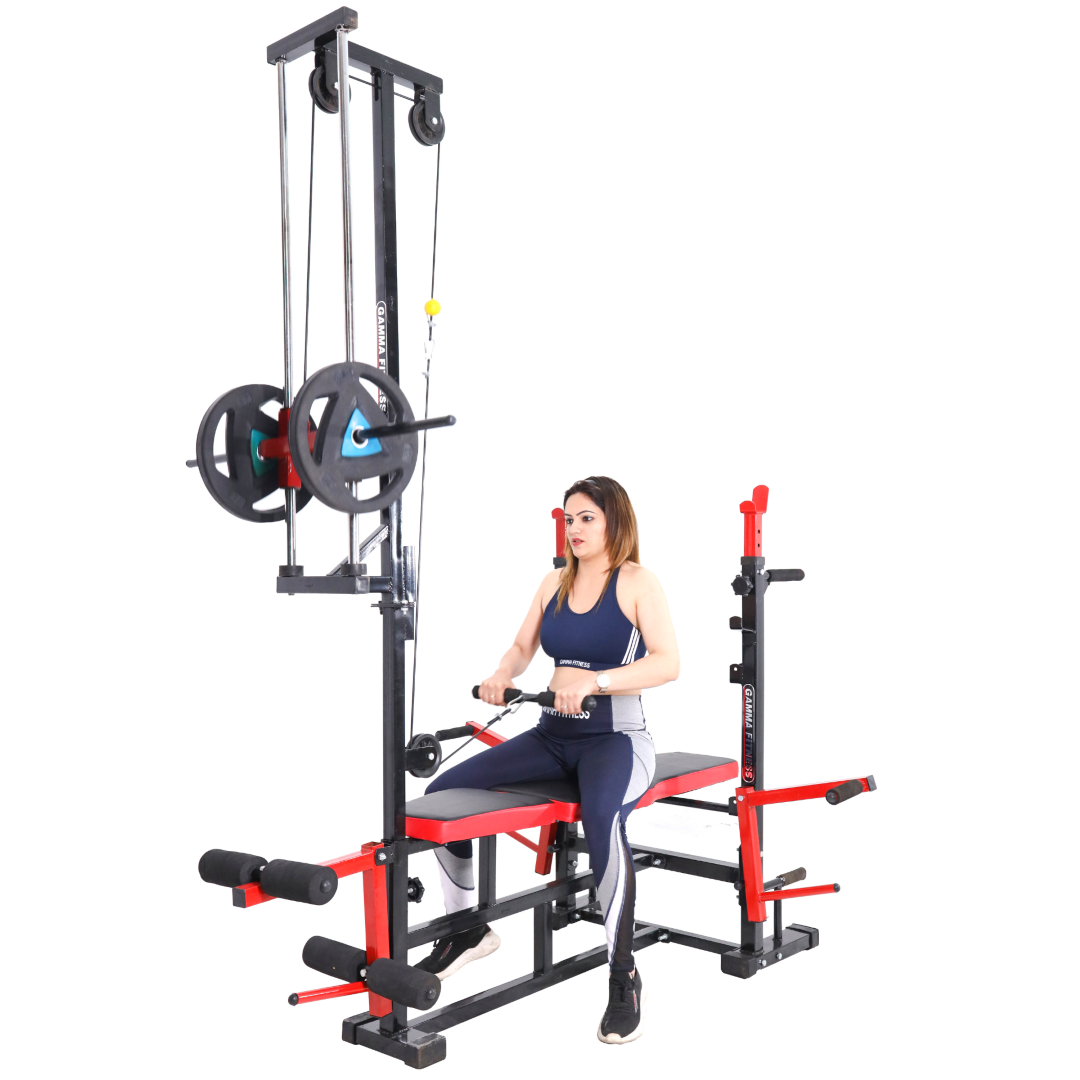 20 in 1 Multi Adjustable Bench Press With Lats Pull Down Rowing Bic Gamma Fitness