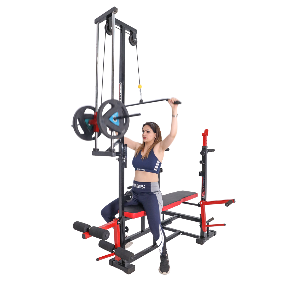 Gamma Fitness introduces a 20 in 1 Multi Adjustable Bench Press With Lats Pull Down, Rowing & Bicep - Tricep | Heavy Gauge | Double Support | Powder Coated | For Home Gym Setup | Exercise Bench Press GF-20