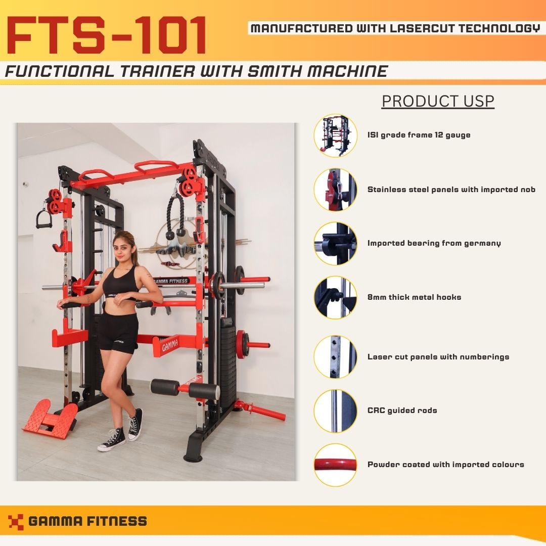 Multi Gym Functional Trainer with Smith Machine FTS-101 Pro for Home Gym or Commercial Gym